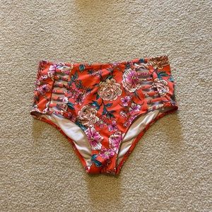 Coral Floral Bikini Bottoms